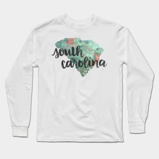 south carolina - calligraphy and abstract state outline Long Sleeve T-Shirt